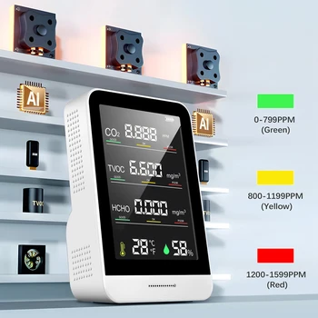 5 V 1 CO2 Digitalni Merilnik Temperature in Vlažnosti Tipalo Tester Kakovost Zraka Monitor Ogljikovega Dioksida Tvoc Hcho Detektor