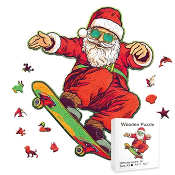 Santa Claus Lesene Puzzle Ročno Puzzle Izvrstno Darilo Puzzle Uresničevanje otrokovih Možganov Holiday Gift izobraževalne igrače