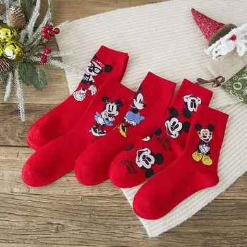 Novo 5 parov žensk sredi tele Mickey lepe risanke, Japonski in korejski sladko Disney bombažne nogavice vsestranski kratke nogavice darila