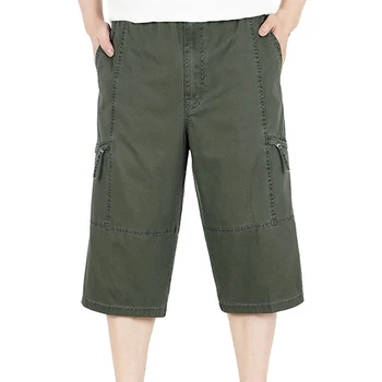 Poletne moške hlače 6XL pasu 140 cm 5XL bombaž tele-dolžina hlače moški 4 barve