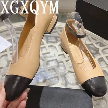 Čevlji Za Ženske Size35-41 Pravega Usnja Balet Stanovanja Nizkih Petah Krog Nogi Jeseni Oblikovalec Čevljev Gleženj Trak Zapatillas Mujer