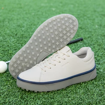 Modni Beli Moški Čevlji za Golf na Prostem Spikeless Usnjeni ženski Čevlji za Golf Visoko Kakovost za Nizko-cut Čipke-up Priložnostne, Športni Copati Moški