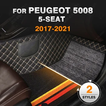 Po meri Dvojno Plast Avto predpražnike Za Peugeot 5008 5 Sedeži 2017 2018 2019 2020 2021 Stopala Preprogo Notranja Oprema