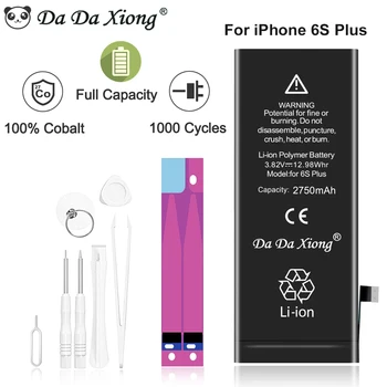 DaDaXiong 100% Prvotne Telefon Za iPhone 6s Plus Pravi Zmogljivosti 2750mAh Z obdelovalni Komplet Baterija Nalepke 0 Cikel
