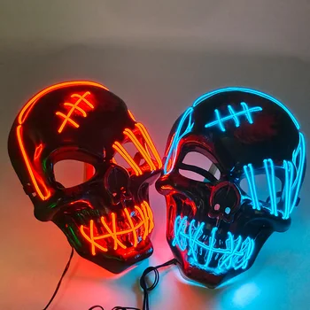 Halloween Svetlobna Strašno Lobanje Masko LED sveti Grozo Okostje Maske, Karneval Bar Stranka Rekviziti Neon Žareče Lobanja, Maske, Kostumi