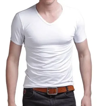 A2871 Poletje Vroče Prodajo T - Shirt Novih Moških V Vratu Vrhovi Tee Slim Fit Majica Kratek Rokav Barva Priložnostne T-Shirt