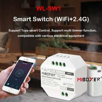 MiBoxer LED Krmilnik Wifi+2.4 G Smart Stikalo RF Potisnite stikalo za kratke luči WL-SW1 100-240V App/Glas/Tuya/Daljinski upravljalnik otroška ključavnica WLSW1