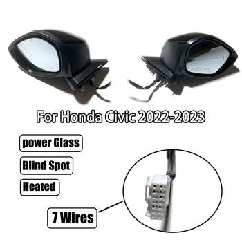 Avto Rearview Mirror Zbora Za Honda Civic 2022-2023 sovoznikovi Strani z Slepa Pega Ogrevajo Električni 7 Skladu Sijajno Črna