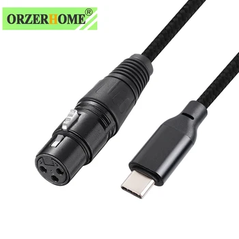 ORZERHOME Tip C Moški 3 Pin XLR Ženski Mikrofon, Audio Kabel Tip-C Adapter XLR Priključek Kabel Mic USBC Kabel za Prenosnik