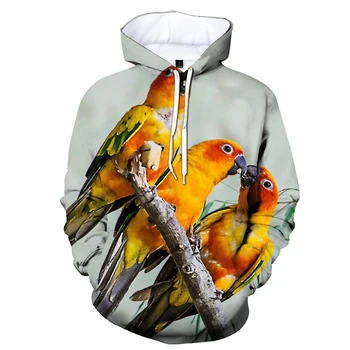 Pomlad Žensk in Moških Nov Modni Papiga 3D Tiskanih Hoodie Priložnostne Živali Hoodie Dolgimi rokavi pulover s kapuco