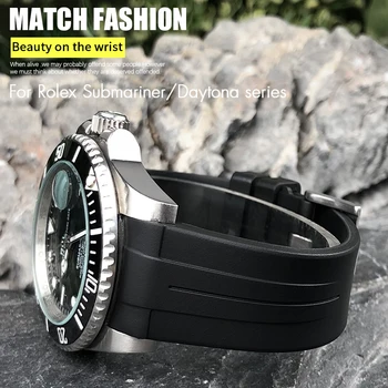 Visoka Kakovost Fluorous Gume, Silikona Watchband 19 mm, 20 mm, Primerna za Rolex Submariner Daytona GMT Master Viton FKM Watch Trak