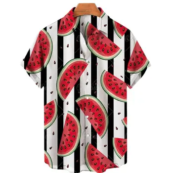 2023 Poletje 3D Tiskanih Majica za Moške Fantje Sadje Vzorec Kratek Rokav Hawaiian Majica Priložnostne Svoboden Moda Beach Resort Summer Shi