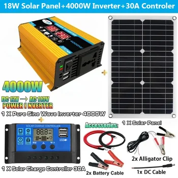 12V za 110V/220V solarnimi Sistem 12V Sončne celice, Baterije Krmilnik 4000W Sončne Inverter Kit Kompletu Energije