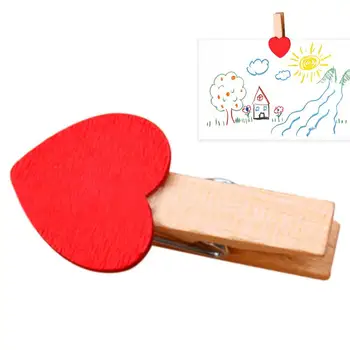 Rdeče Srce Lesene Mini Clothespins Rdeče Srce Majhen Pin Posnetek 1.37 palčni Tesno Sponko Ne Napeti Vrvi Objave Obvestila Priročno Branje Zatiči Fotografija