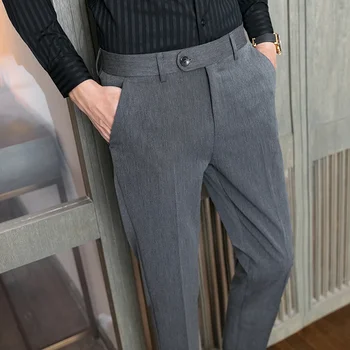 2021 novo moško obleko hlače čiste barve business casual fit visoko kakovostnih klasičnih ženina vozel hlače Moški plus velikost 28-38 Pantaloni