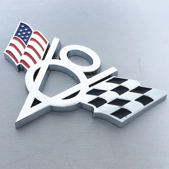 1 KOS 3D Kovinski V8 Simbol Ameriške Zastave Prtljažniku Avtomobila Značko Univerzalni Avto Nalepke, Nalepke za Avto Styling