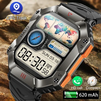 2024 Nove Vojaške Pametno Gledati Moške GPS Tracker 620mAh Baterije Ultra Dolge Pripravljenosti Kompas Bluetooth Klic Športih na Prostem Smartwatch