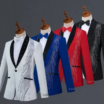 Nove Uspešnosti Moški Kostum za Odrasle Sequins Pevka Gostiteljice Kostum Fazi Zbor moška Obleka za Obleko Set