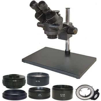 7X-45X Trinocular Mikroskopom Spajkanje Stereo Zoom 0.5 X 2.0 X Pomožni Cilj Objektiv Profesionalni Mobilni Telefon PCB Popravila