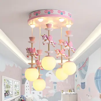 Otroški Vrtiljak LED Lestenci Nordijska Ustvarjalne Obesek Visi Luči Dnevna Soba Princess Spalnica Decor Art Stropne Svetilke