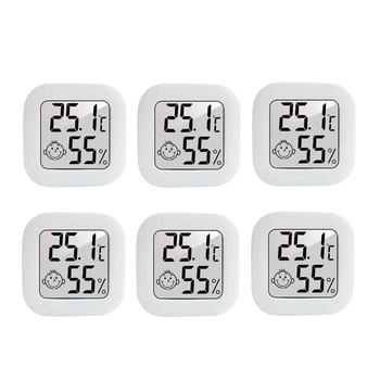 6Pcs Mini Digitalni Termometer, Higrometer Notranja Vlažnost Gauge Merilnik LCD-Zaslon Senzor Temperature Merilnik Z Stikalo