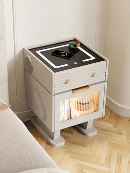 Smart nočno omarico spalnica doma večnamensko majhen robot stekla s svetlobo brezžično polnjenje otrok postelji kabinet