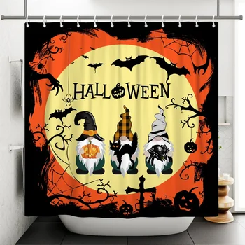 Happy Halloween Tuš Zavesa Grozo Krvave Roke Bučna Kopalnica Nepremočljiva Tuš Zavesa Art Deco Gospodinjski Kad Zaslon