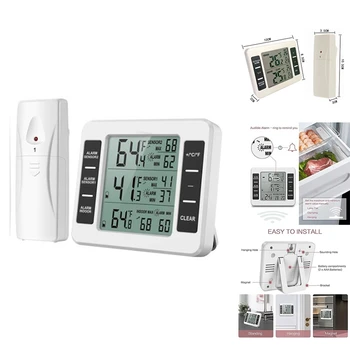 Brezžični Hladilnik Termometer Digitalni Zamrzovalnik Termometer, Temperaturo Zaslon Z 2 Senzorji Za Uporabo V Zaprtih Prostorih Na Prostem Enostaven Za Uporabo