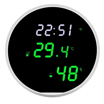 1Set Digitalne Sobne Temperature in Vlažnosti Tipalo App Obvestilo, Opozorilo +LED Osvetljen Zaslon