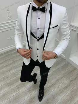 Moški Poslovna Obleka Ženina Groomsman Tuxedos Svate Formalne Priložnosti Sklop 3 Kos Jakna Telovnik Hlače