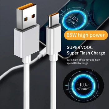 6.5 USB Tip C Kabel za O PPO V OOC 65W Hitro Polnjenje Žice USB C Polnilnik Podatkovni Kabel za Xiao-m i Fa