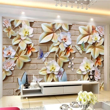 Po meri 3d fotografije za ozadje metulj orhideja reliefni TV ozadju stene Nordijska dnevna soba, spalnica dekoracijo slikarstvo обои