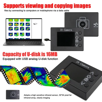 Infrardeče Toplotne slike Kamera -40~300℃ Temperatura 1.8 inch LCD Ob 8Hz Hitrost Osveževanja, 160x128 Ločljivost 1.8 TFT Merjenje