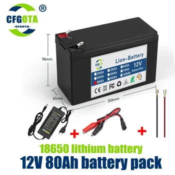 12V Baterija 80Ah 18650 litij-ionska baterija 30A škropilnica vgrajen visoko zmogljivimi BMS za električna vozila baterije 12,6 V 3A polnilnik