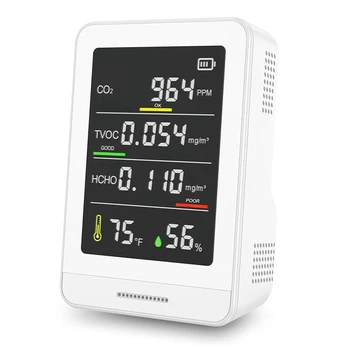 Kakovost zraka Monitor v Zaprtih prostorih-Kakovost Zraka Tester Zazna, CO2, Temperatura, TVOC In Vlažnosti, Kakovost Zraka Merilnik Za Trajne Domove