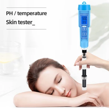 Strokovno Kožo PH Tester Meter 2 v 1, Temperatura, PH Površine Checker 0.00-14.00 ATC za Tla,Usnje, Papir, Emulzija,Bazen