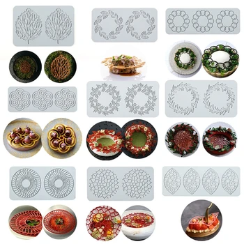 Fondat Čipke Mat DIY Peko Dekoracijo Molekularna Kuhanje Tiskanje Plesni Silikonski Material za Torto Meji Dekoracijo Dropship
