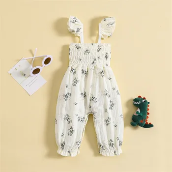 Suefunskry Baby Girl Obleke Poletje Romper Cvetlični/Dinozaver Tiskanja Jumpsuit za Novorojenčka Malčka Oblačila 0-24Months