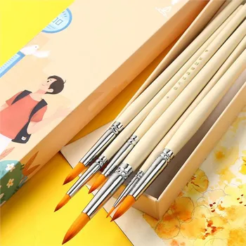 7Pcs/Set Akvarel Gouache Čopiči Različne Oblike Krog Opozoril Nasvet Najlon Las Barvanje Brush Set s pripomočki za ustvarjalce