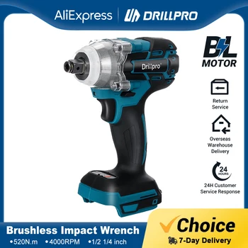 Drillpro 18V Brushless Električni Izvijač 1/2 palčni Polnilna Akumulatorski Udarni Ključ, električno Orodje za Makita Baterija