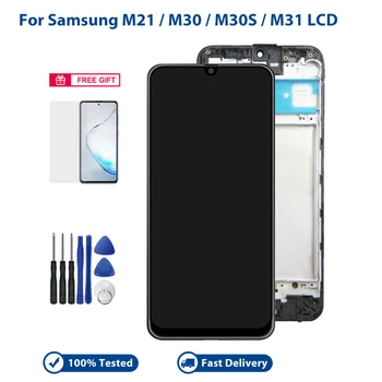 Visoko Kakovost Za Samsung Galaxy M21 / M30 / M31 / M30s LCD Zaslon Računalnike Zamenjava Dotik Black Zaslon z Okvirjem