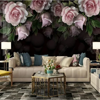 Ozadje po meri Skandinavski retro ročno poslikano rose cvet dnevna soba zidana doma dekor samolepilne tapete 3D stene papirja