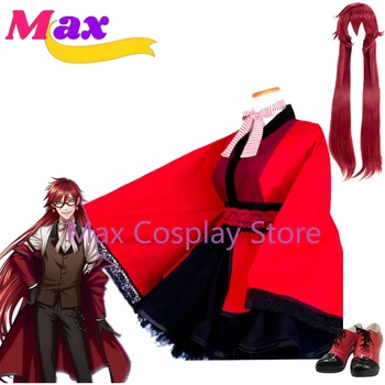 Max Anime Black Butler Grell Sutcliff Cosplay Kostum Lolita Kimono Obleko Lasuljo Meri Ženski Dekleta Halloween velikosti po Meri