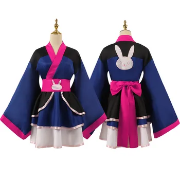 DVA Kimono bo Ustrezala Cosplay Igre Kostum za Ženske, Dekleta Srčkan Zajec Vzorec Lolita Krila Enotne Obleke Halloween Party Obleke Žogo