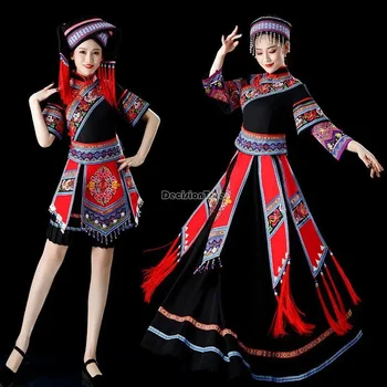 2023 kitajske tradicionalne etnične manjšine slog kostum set ženskih miao zu kostum krilo plesna predstava kostum set