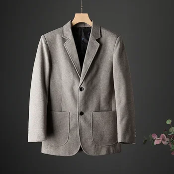 Visoka Kakovost Blazer Moški italijanski Slog Eleganten Modni Premium Preprost Posel rednega Dela Gentleman Formalno Opremljena Jakna