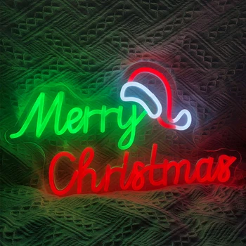 Vesel Božič Neon Znak Božični Klobuk LED Prijavite Light Art Noč Luč za Stranke Otroci Spalnica Bar Pub Klub Božični Dekor Neon