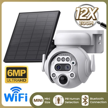 6MP 12X Zoom Bluetooth Sončne Energije Brezžičnih WIFI/4G IP Dome Kamera AI Humanoid Odkrivanje Zunanji Alarm WIFI CCTV Baby Monitor