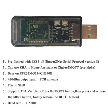 ZigBee ZB-GW04 Silicij Labs Mini EFR32MG21 Univerzalno Open Source Hub Prehod USB Ključ Čip Modul ZHA NCP EZSP Doma Pomočnik