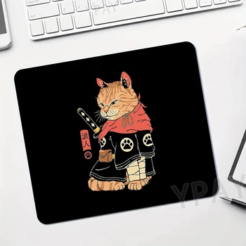 Samurai Mačka Majhne Podloge za Miško Gaming Mousepads 20x25cm Mousepad Igralec Gume Mat Laptop Desk Pad Japonski Slog Oblikovanja Za Darilo